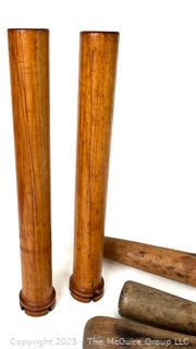 Assortment of 19th C Treenware Including Wooden Pegs and Sailors Fids