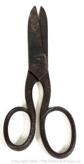Grouping of Bench Tools Including Leather Punch, Forged Iron Mold, Spring Scale, Metal Shears, Notched Trowel and Adjustable Circle Marking Gage 
