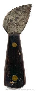 Grouping of Bench Tools Including Leather Punch, Forged Iron Mold, Spring Scale, Metal Shears, Notched Trowel and Adjustable Circle Marking Gage 