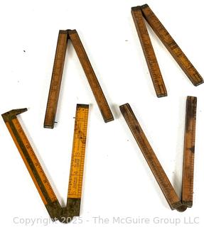 Four (4) Folding Wood Carpenters Rulers