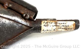 Grouping of Traditional Hand Tools Used by Cobblers and Wheelwrights Tradesmen Including Hand Forged Iron Spoke Trimmer