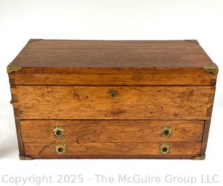 Flip Top Oak and Brass Toolbox Chest