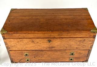 Flip Top Oak and Brass Toolbox Chest