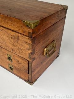 Flip Top Oak and Brass Toolbox Chest