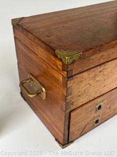 Flip Top Oak and Brass Toolbox Chest