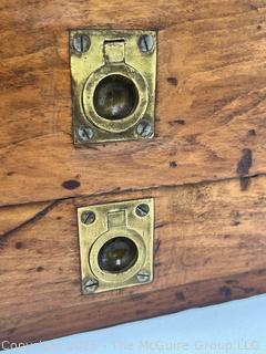 Flip Top Oak and Brass Toolbox Chest