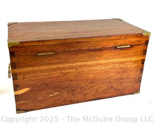 Flip Top Oak and Brass Toolbox Chest