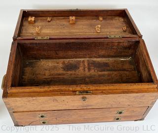 Flip Top Oak and Brass Toolbox Chest