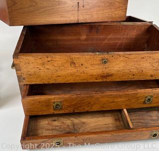 Flip Top Oak and Brass Toolbox Chest