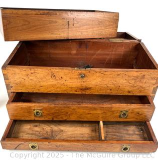 Flip Top Oak and Brass Toolbox Chest