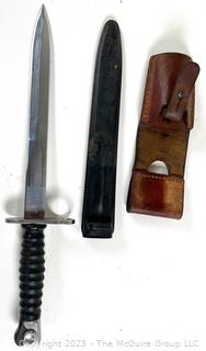 Swiss M1957 Bayonet w/ Sheath and Leather Belt Holster