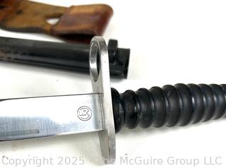Swiss M1957 Bayonet w/ Sheath and Leather Belt Holster