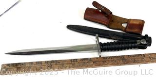 Swiss M1957 Bayonet w/ Sheath and Leather Belt Holster