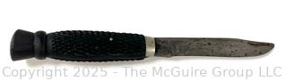 Bowie Hunting Knife w/ Leather Scabbard Stamped Joseph Rodgers & Sons, Sheffield England. Measures 8.5", Blade 4.25"