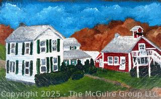 Paint on Slate of Barn & House