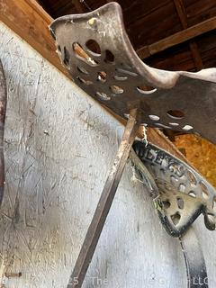 Cast Iron Tractor Seat on Pole Base