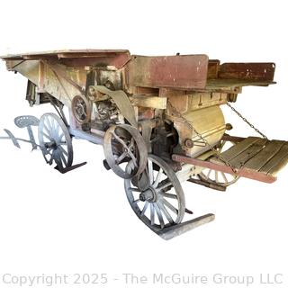 Antique Threshing Machine Used to Separate Grain From Stalks and Husks.  Butterworth's Pat. 1884 Stenciled on Original Yellow Paint

