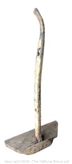 Primitive Wood Carved Farm Tool or Rake
