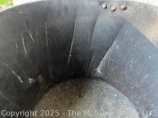 Large Brass Kettle w/ Forged Handle.  Note Damage in Photos. 