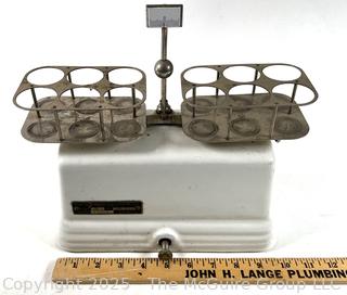 Antique Cast Iron Milk House Dairy Cream Porcelain Balance Scale White