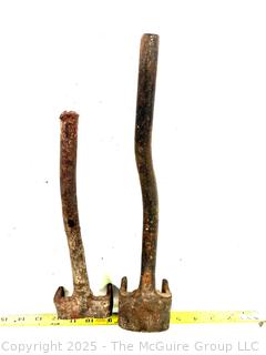 Two (2) 19th C Hand Forged Carriage Square Nut Wrenches 
