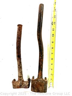 Two (2) 19th C Hand Forged Carriage Square Nut Wrenches 