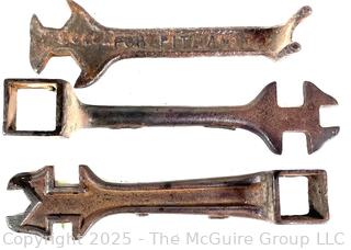 Three (3) Antique Forged Iron Fixed-Jaw Wrenches for Carriages/Buggies and Farm Implements. Includes Pitman and Others