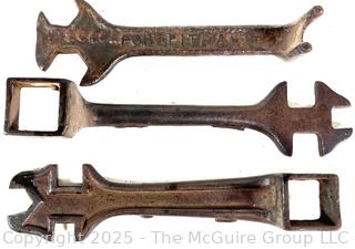 Three (3) Antique Cast Iron Fixed-Jaw Wrenches for Carriages/Buggies and Farm Implements. Includes Pitman and Others
