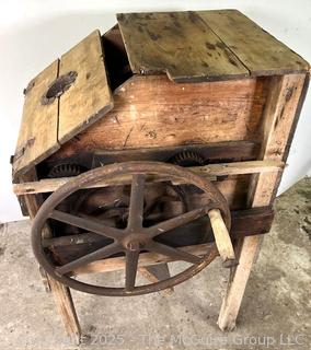 Hand-Cranked Corn Sheller. Measures 26 x 27 x 40"T