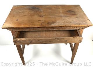 Primitive Single Drawer Occasional Table Missing Pulls  