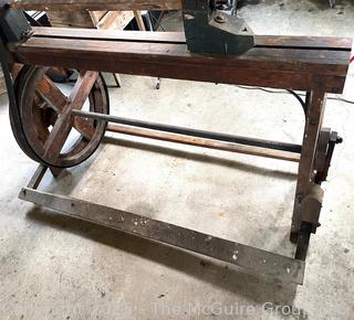 Primitive Treadle Woodworking Lathe. 36"L Bed