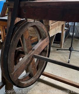 Primitive Treadle Woodworking Lathe. 36"L Bed