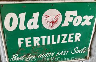 Old Fox Fertilizer Metal Advertising Sign.  Measures ___ x ____