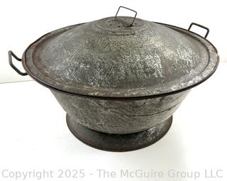 Vintage Metal Dough Bowl with Lid