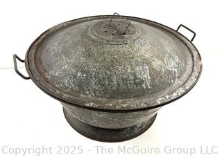 Vintage Metal Dough Bowl with Lid