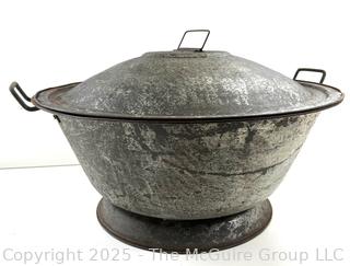 Vintage Metal Dough Bowl with Lid