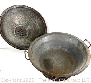 Vintage Metal Dough Bowl with Lid
