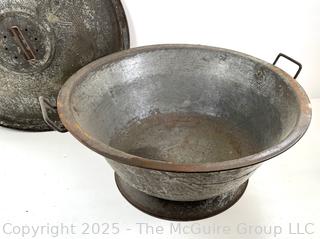 Vintage Metal Dough Bowl with Lid