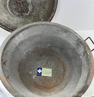 Vintage Metal Dough Bowl with Lid