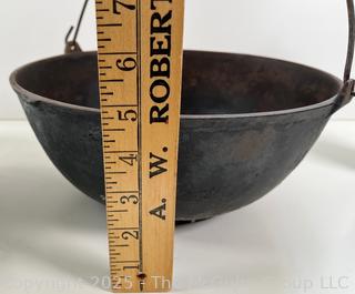 Two (2) Cast Iron Pots w/ Wire Bales for Cooking or Possibly Lead Smelting
