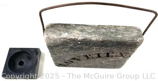 Soapstone "Bed-Warmer" w/ Wire Bale. Branded