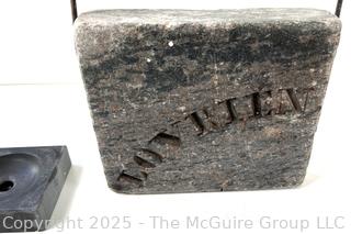 Soapstone "Bed-Warmer" w/ Wire Bale. Branded