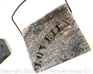 Soapstone "Bed-Warmer" w/ Wire Bale. Branded