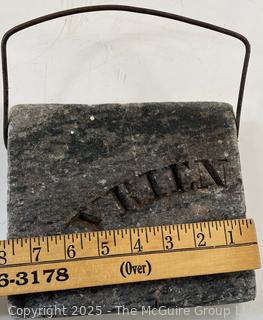 Soapstone "Bed-Warmer" w/ Wire Bale. Branded