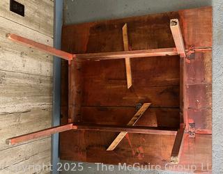 Primitive Farmhouse Drop Leaf Work Table w/ Skirt and Square Legs.  Top is Bowed As Shown in Photos 