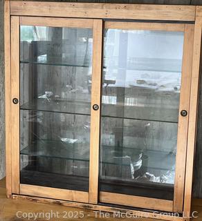 3 Shelf Display Cabinet w/ Front Sliding Glass Doors.  Measures ___ x ___ X ____ 