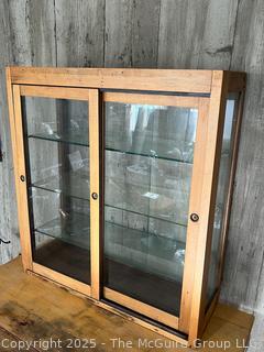 3 Shelf Display Cabinet w/ Front Sliding Glass Doors.  Measures ___ x ___ X ____ 