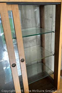 3 Shelf Display Cabinet w/ Front Sliding Glass Doors.  Measures ___ x ___ X ____ 