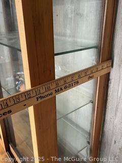 3 Shelf Display Cabinet w/ Front Sliding Glass Doors.  Measures ___ x ___ X ____ 