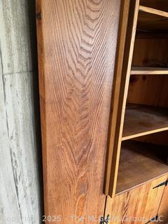 Chestnut Corner Cupboard.  Measures 48"W at Front, 75" Tall, 27" Deep at Center and 36" Each Side at Back